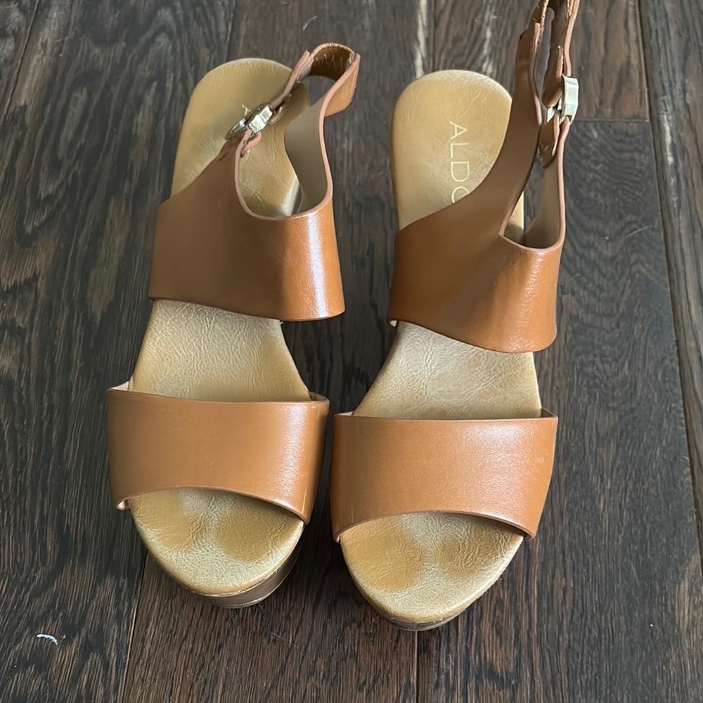 Aldo Tan Wedge Sandals with Slingback Design